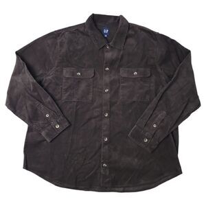 Gap Men's Buttons Chest Pocket Warm Corduroy Over Shirt - Black Coffee